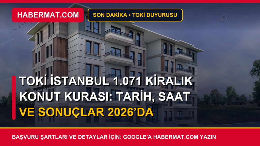 TOKİ İstanbul 1.071 Kiralık Konut Kurası: Tarih, Saat ve Sonuçlar 2026’da Açıklanacak
