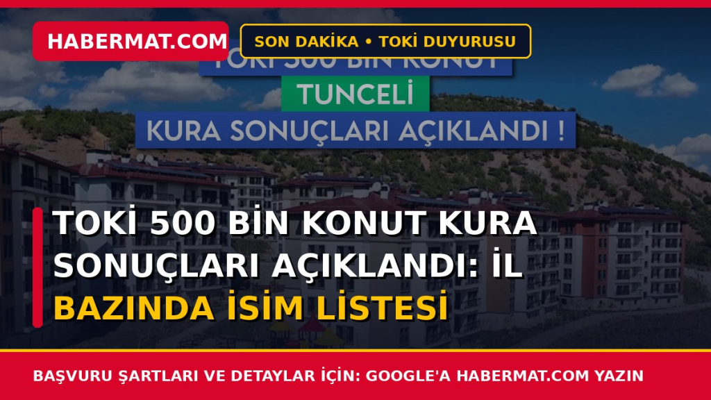 TOKİ 500 Bin Konut Kura Sonuçları Açıklandı: İl Bazında İsim Listesi