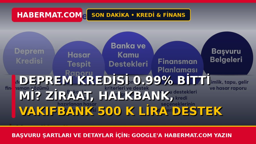 Deprem Kredisi 0.99% Bitti mi? Ziraat, Halkbank, Vakıfbank 500 k lira destek