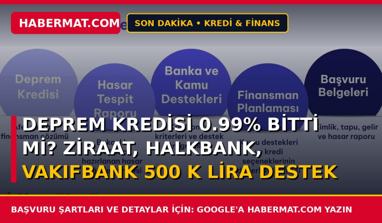 Deprem Kredisi 0.99% Bitti mi? Ziraat, Halkbank, Vakıfbank 500 k lira destek